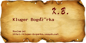 Kluger Bogárka névjegykártya